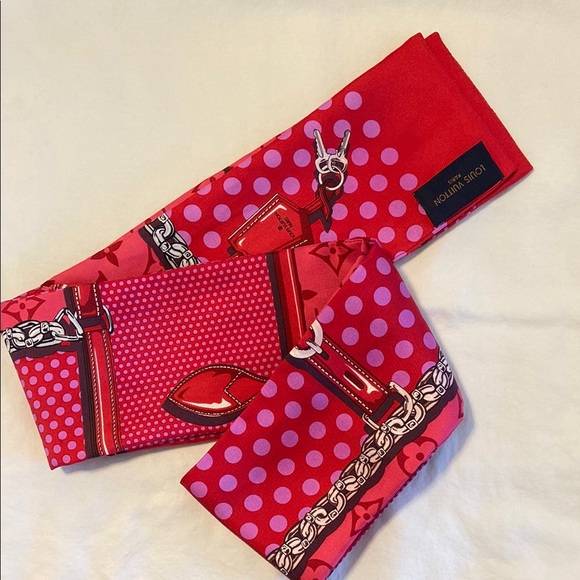 Louis Vuitton Bandeau Red and Pink Women's Scarf - Picture 2 of 10